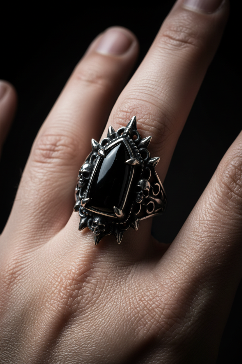 Dark aesthetic ring close-up