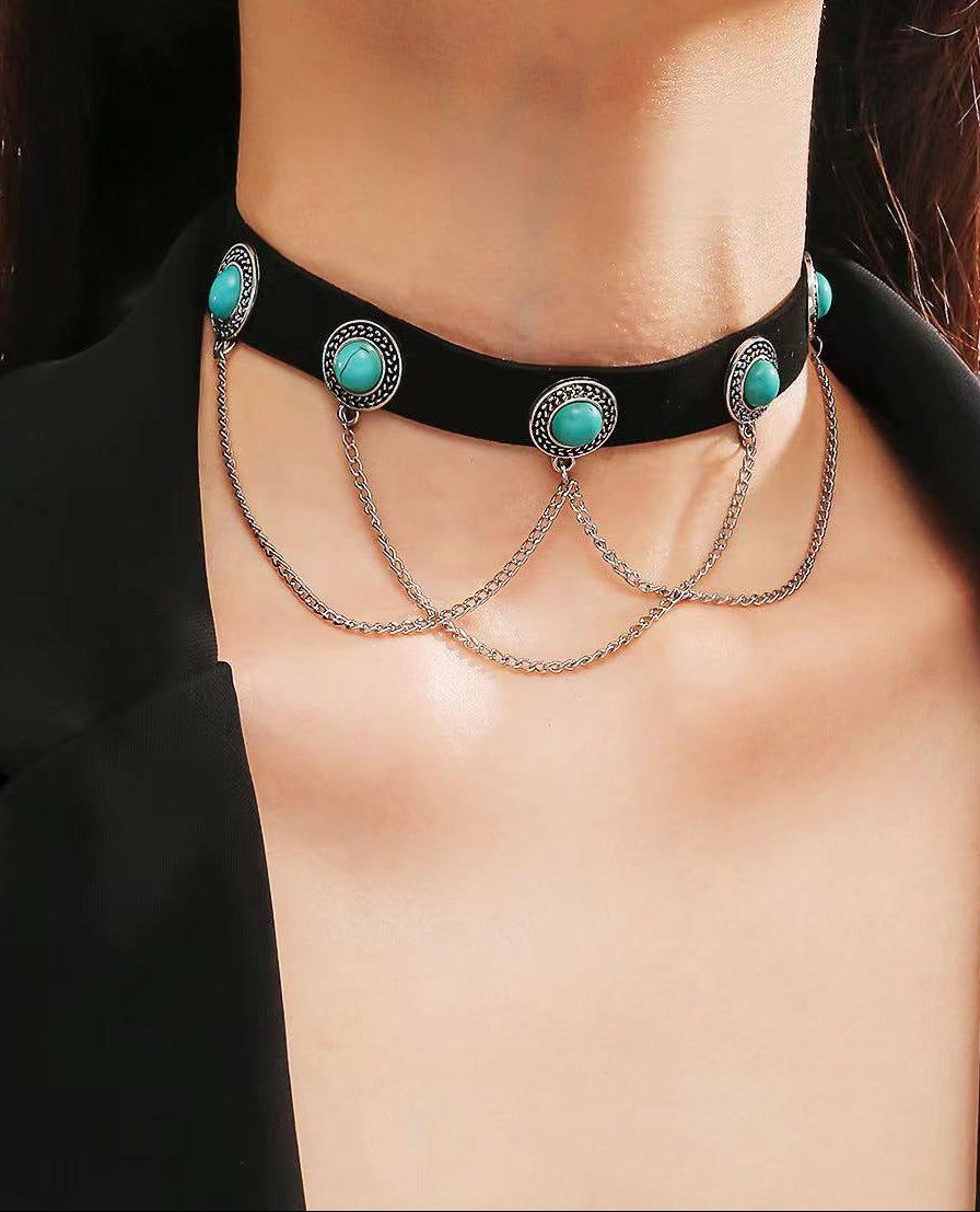 Turquoise Stone Chain Choker