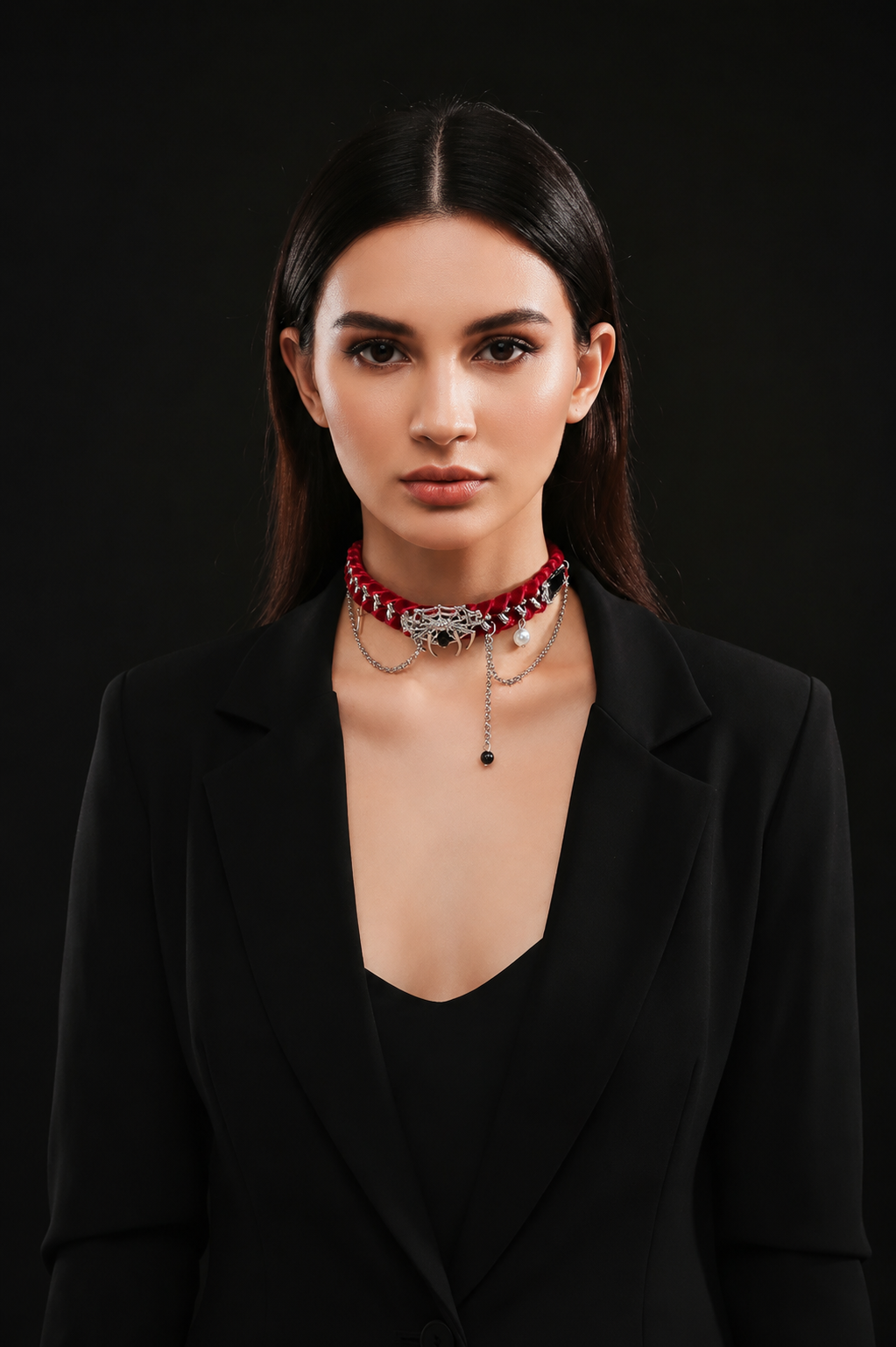 Crimson Spider Velvet Choker