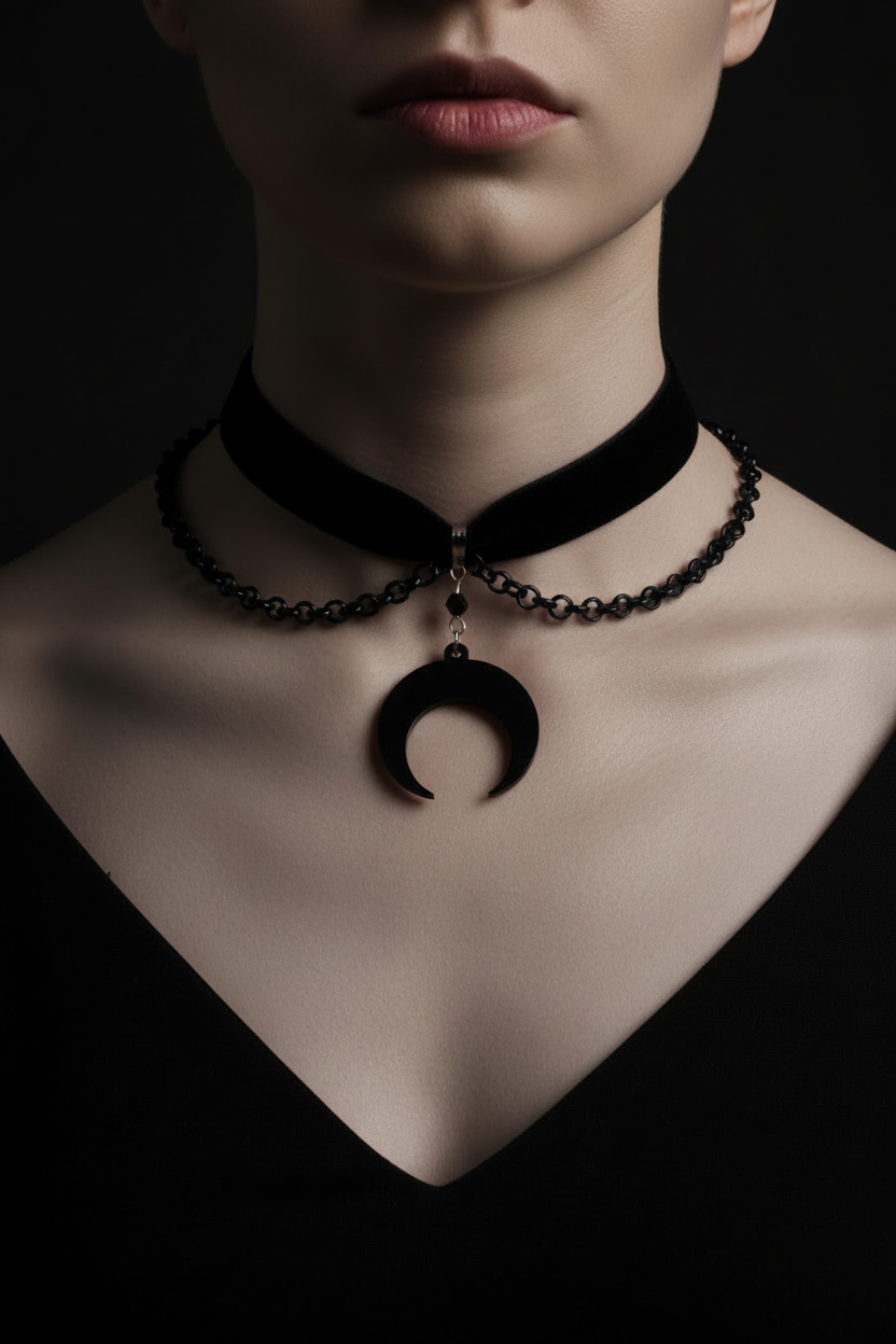 Black Moon Velvet Choker - Color Version