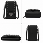 Black rivet bag, four angle views