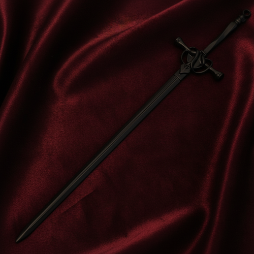 Black Sword Pin No Tassel - Burgundy Velvet