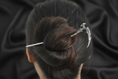 Bone Claw Sickle Hair Pin – Black Satin