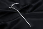 Bone Claw Sickle Hair Pin Full View – Black Satin