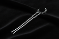 Crescent Moon Hair Fork – Antique Silver – Black Velvet