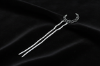 Crescent Moon Hair Fork – Antique Silver – Black Velvet