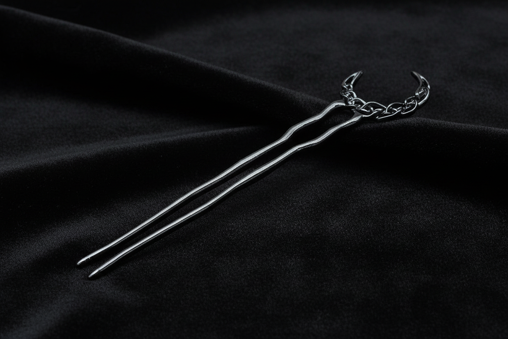 Crescent Moon Hair Fork – Black Velvet