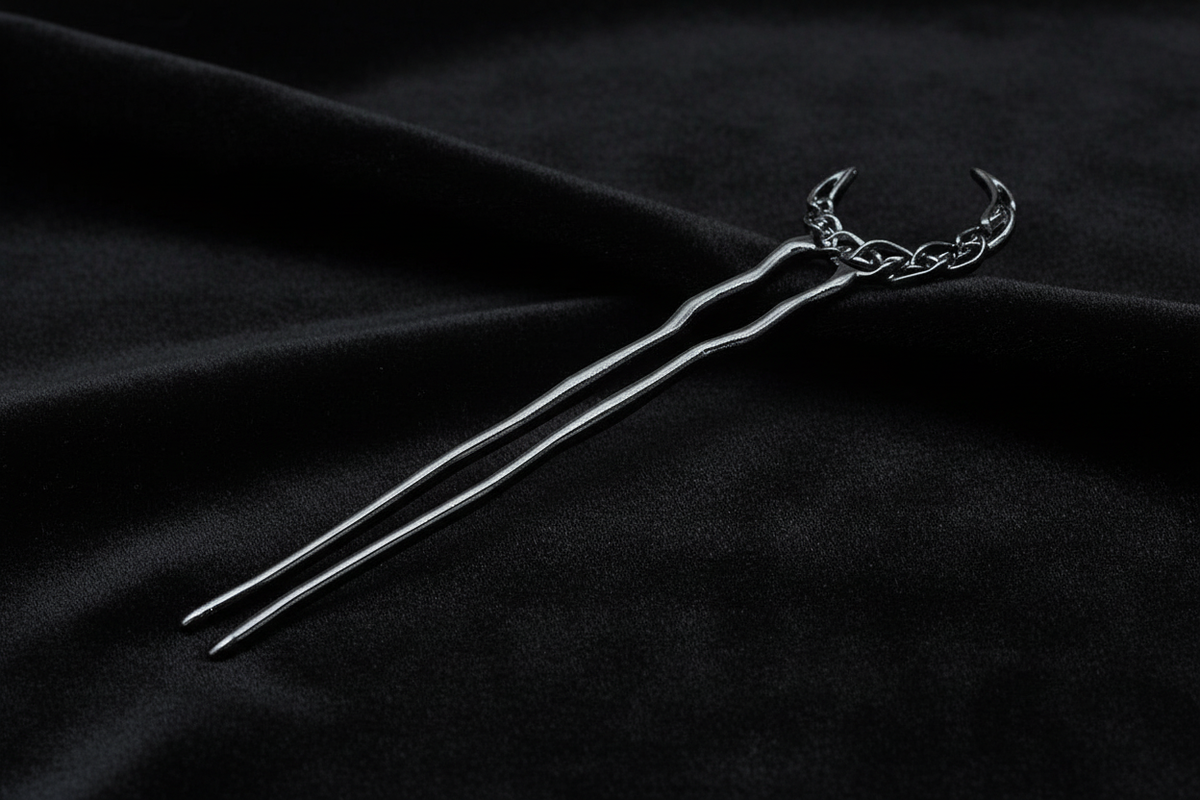 Crescent Moon Hair Fork – Black Velvet