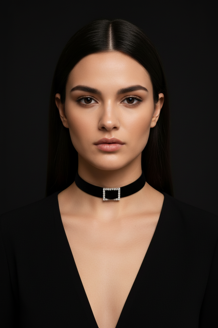 Crystal Square Choker na modelu