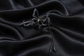 Dark Butterfly Chain Hair Clip – Gun Black – Black Satin