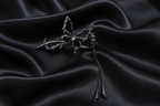 Dark Butterfly Chain Hair Clip – Gun Black – Black Satin