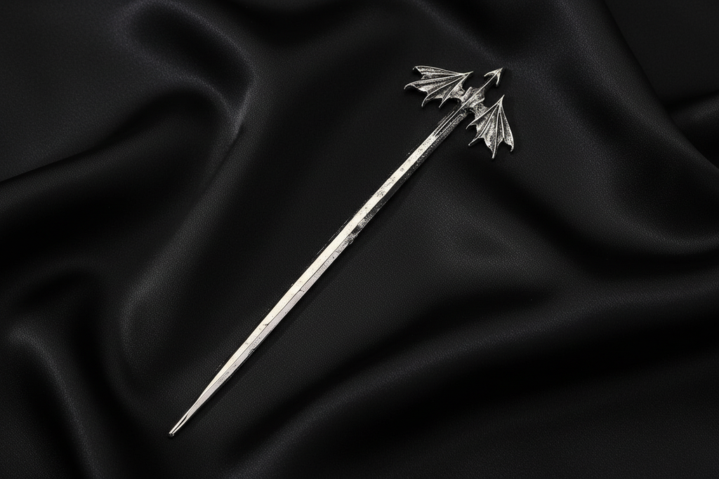 Dragon Wing Hair Stick – Black Satin