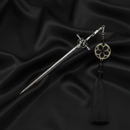 Gun Metal Sword Pin - Black Tassel
