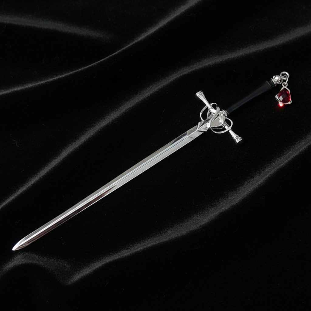 Iron Oath Hair Pin – Silver Black, Black Velvet