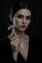 Model drži novi bat-wing hair pin