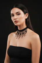 Noir Chain Fringe Choker - Reference Proportions