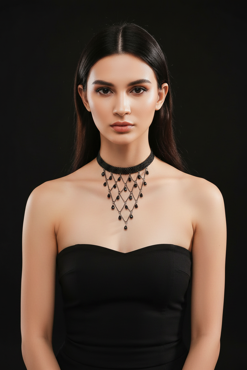 Noir Web Crystal Choker - Correct Structure