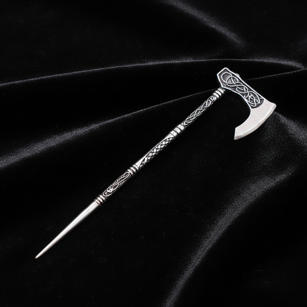 Norse Raven Axe Hair Pin – Black Velvet
