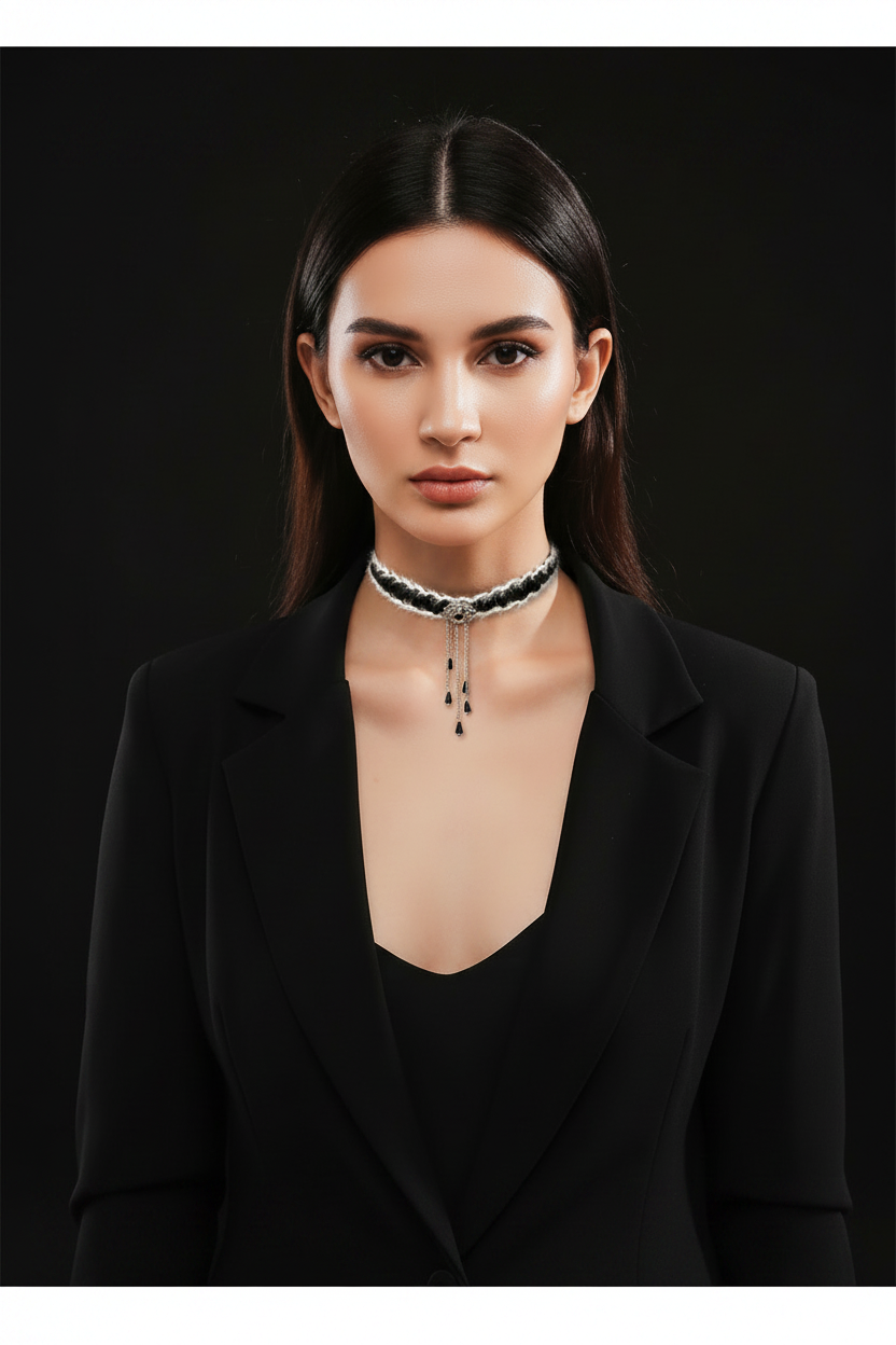 Plush Rose Tassel Choker - Correct Proportions