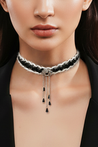 Plush Rose Tassel Choker