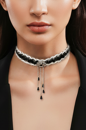 Plush Rose Tassel Choker