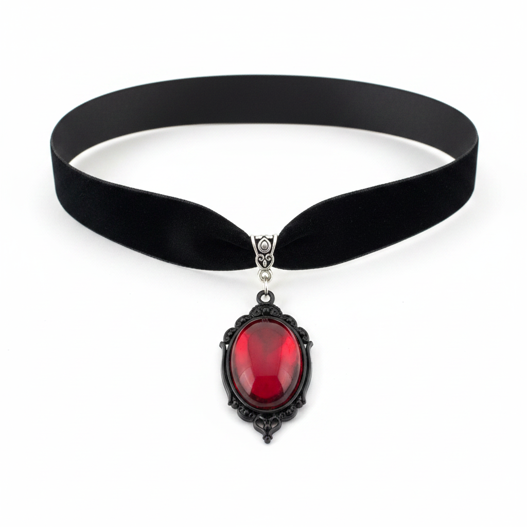 Red velvet choker — bela pozadina, bez stalka