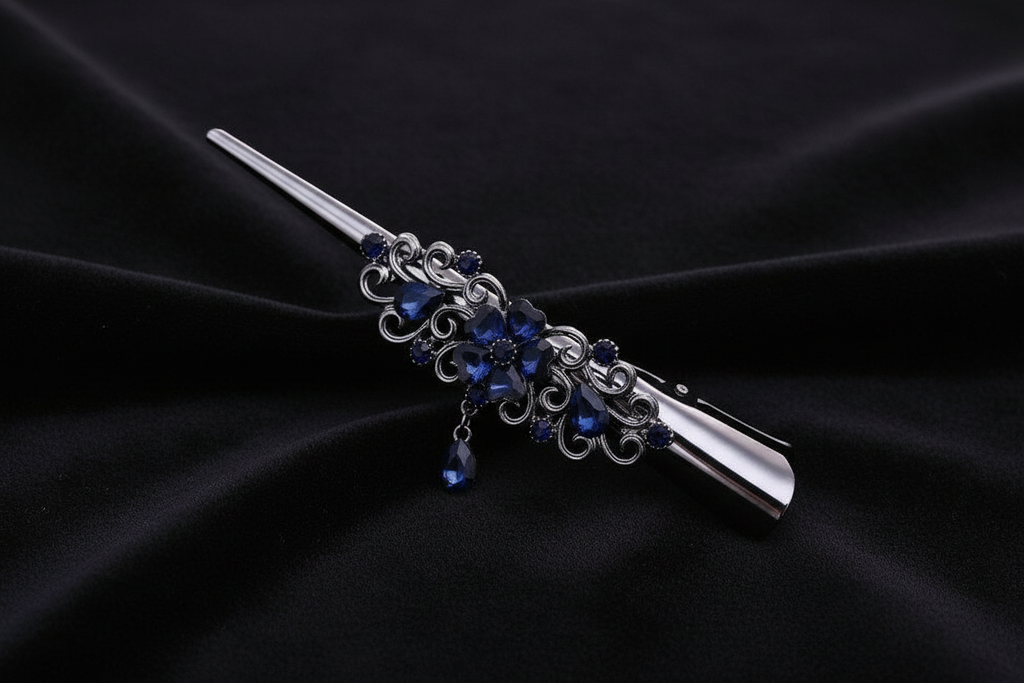 Sapphire Bloom Barrette – v2
