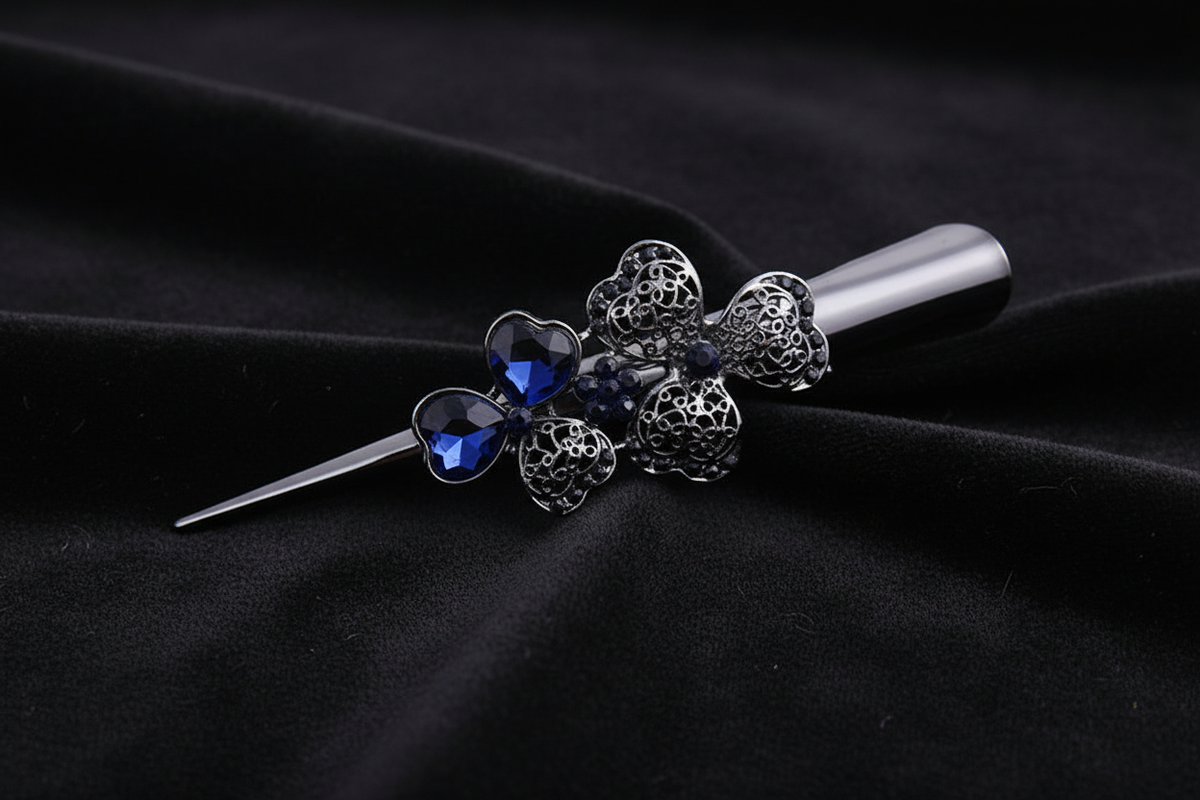 Sapphire Bloom Barrette – v3