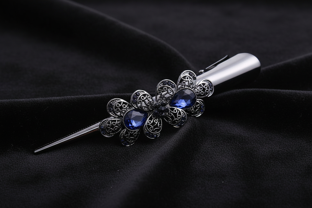 Sapphire Bloom Barrette – v5