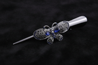 Sapphire Butterfly Barrette – v2 – Black Velvet