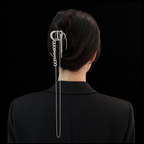 Silver Hair Clip No Earring Black Background
