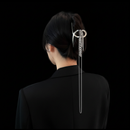 Silver Hair Clip Pure Black Background