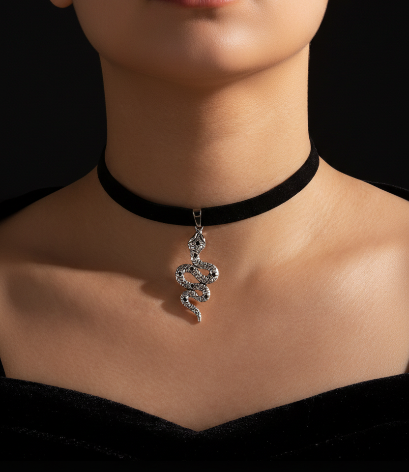 Snake Coil Collar Choker - Dark Background
