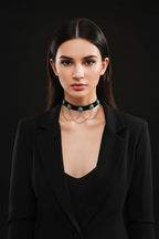 Turquoise Stone Chain Choker - Dark Background