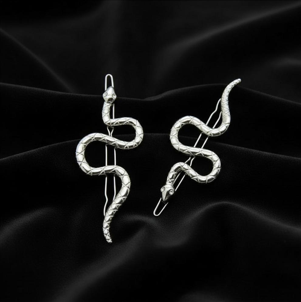 Two silver snake clips black velvet retry