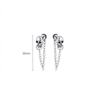 Wraith Skull Chain Stud Earrings, samo dimenzije